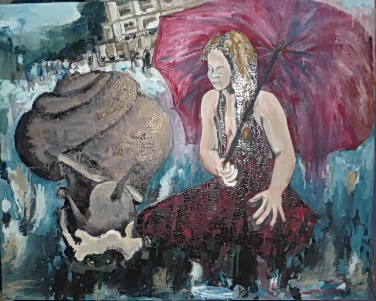 Дівчина з парасолею на&nbsp;Грушевського.