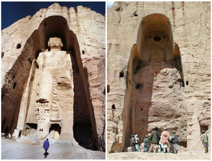 Бамианская статуя Будды. Справа&nbsp;— после уничтожения талибами… образовавшаяся ПУСТОТА.
