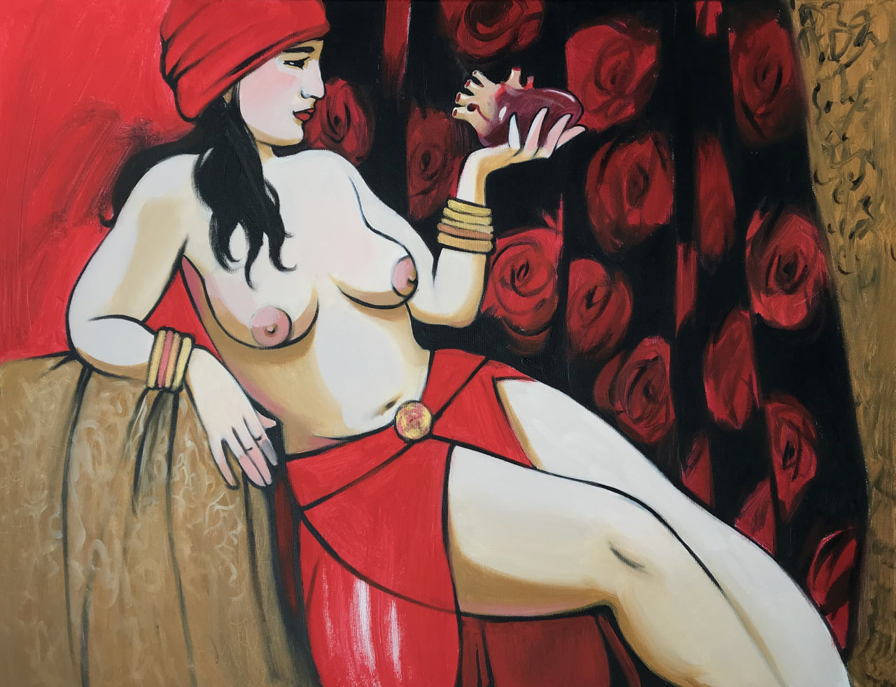 Dina Kalinkina, “For dessert”, acrylic, canvas, 70×90 cm, 2020