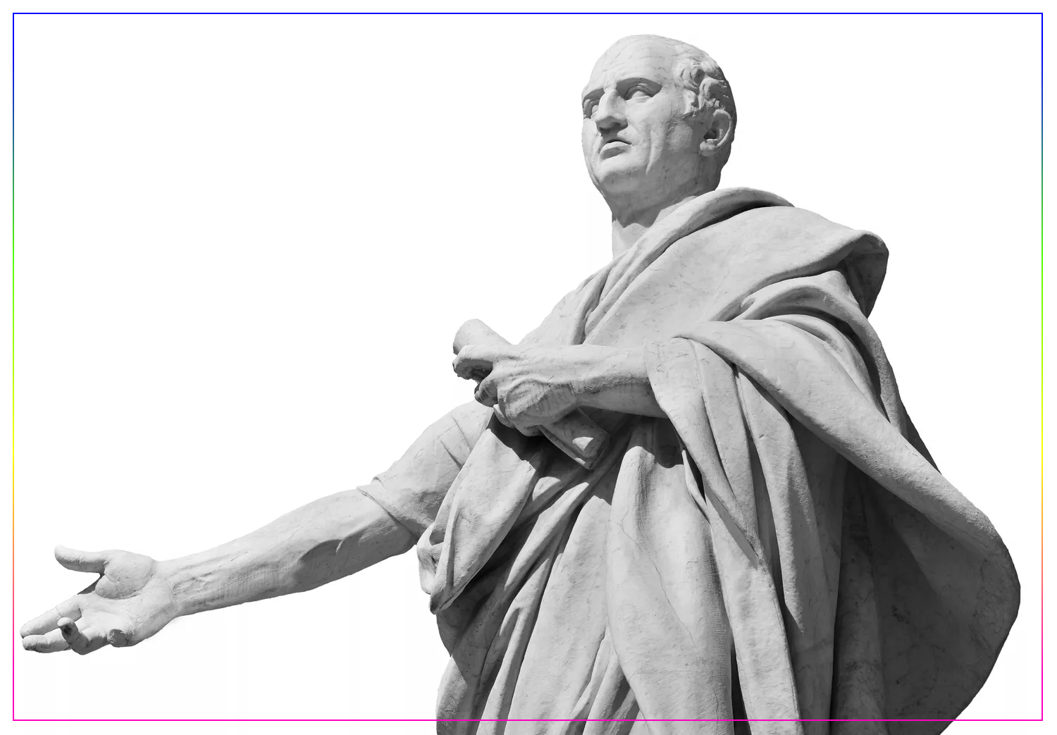 Цицерон, величайший оратор Древнего Рима, мраморная статуя перед Старым дворцом правосудия в Риме (19 век). Источник: Crisfotolux/Getty Images