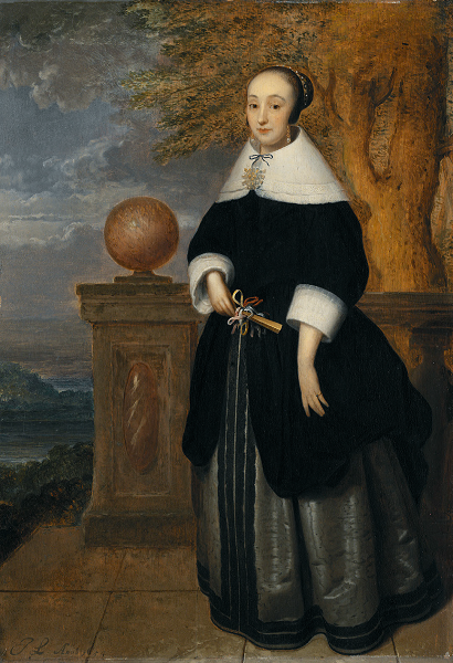 Люттихейс, Исаак Портрет молодой женщины (1654). Дерево, масло.57,9×40&nbsp;см.&nbsp;Национальный музей, Стокгольм