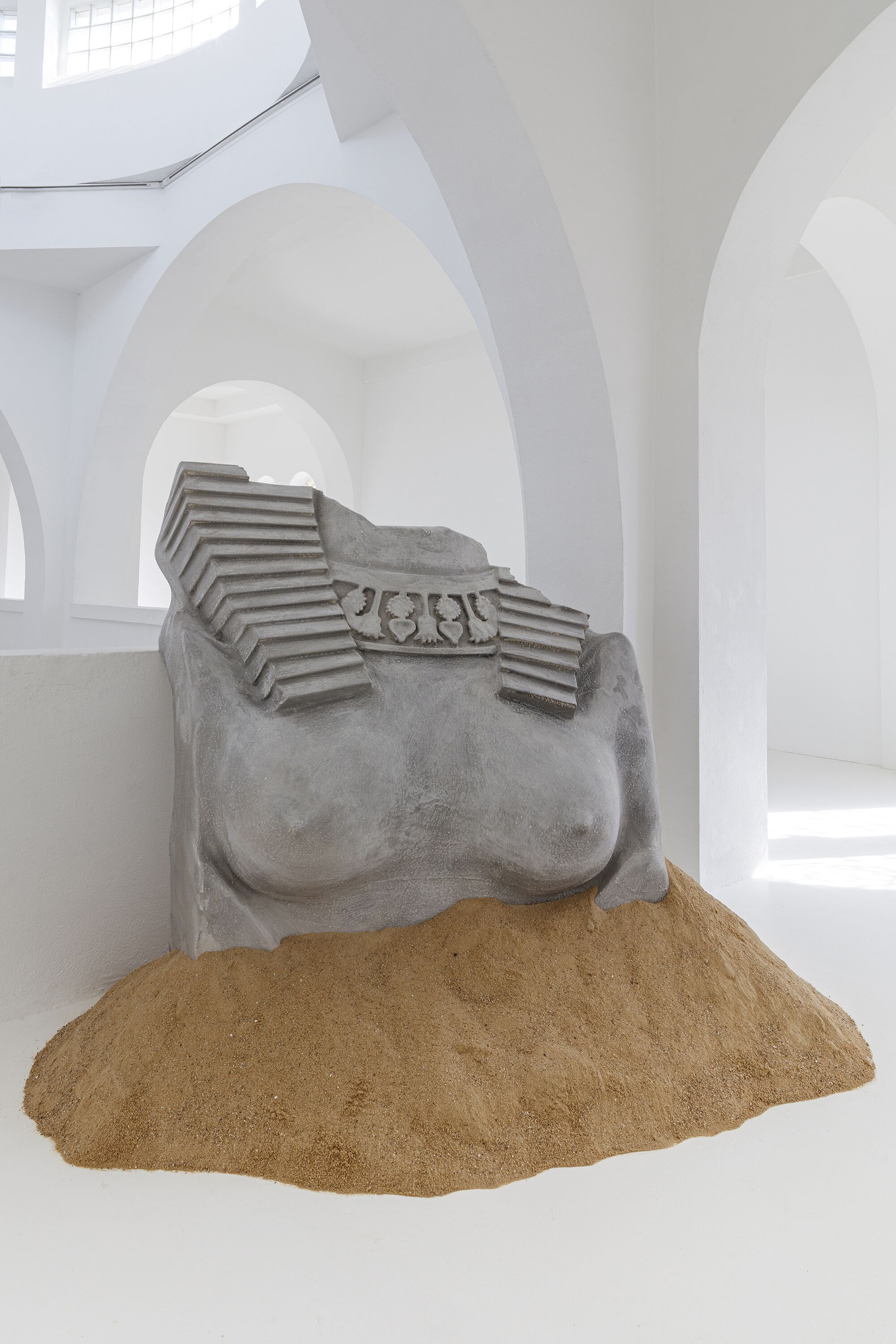 Zuzanna Czebatul, Their New Power (Chest), 2020. Polystyrene, acrylic and sand, 150×50 x 150 cm. From the exhibition &#39;The Singing Dunes’, CAC-La synagogue de Delme