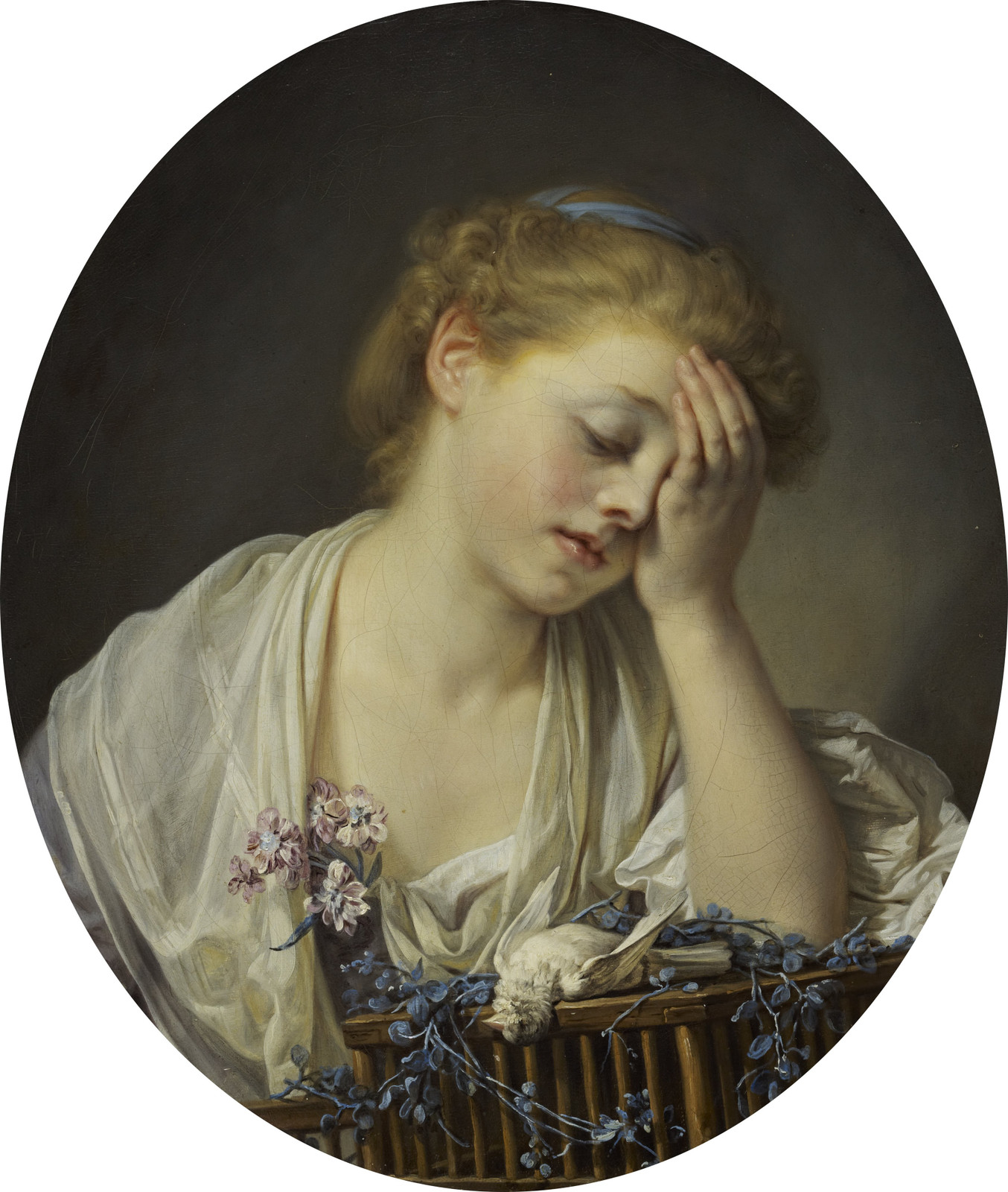 Жан-Батист Грез. Девушка, оплакивающая птичку. 1765.