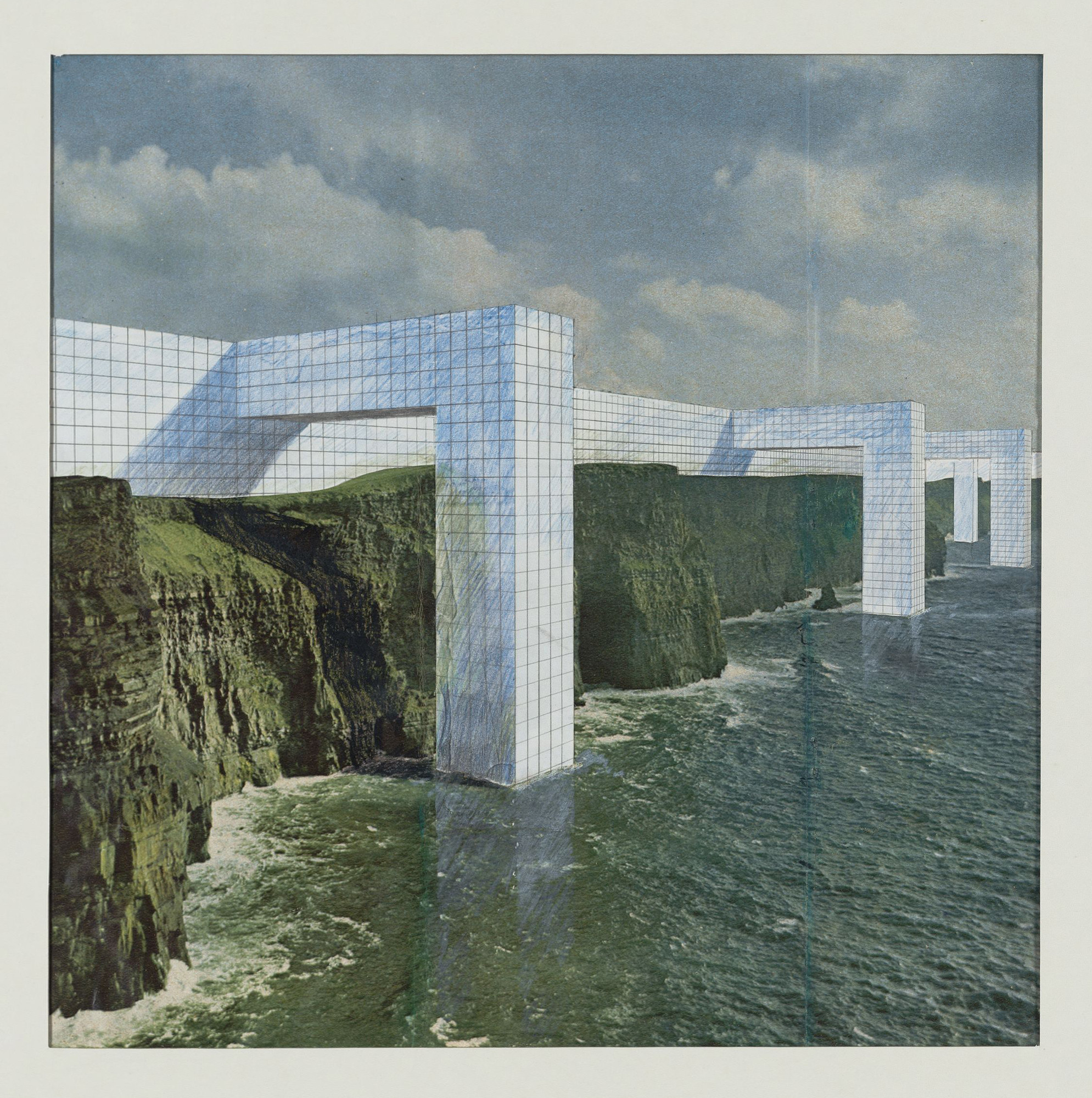 fig. 2: Superstudio&nbsp;— The Continuous Monument: On the Rocky Coast, project (Perspective), 1969