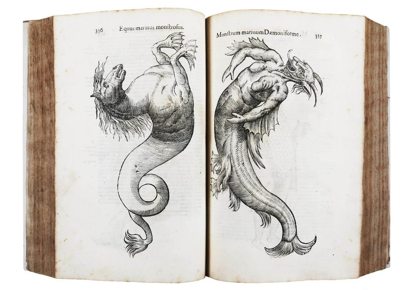 Разворот книги Улисса Альдрованди “Monstrorum historia” (1642). (http://www.philobiblon.org/).