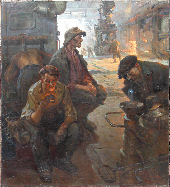 Рисунок 14. Бурак А. Ф. Плавка выдана. 1956-1957