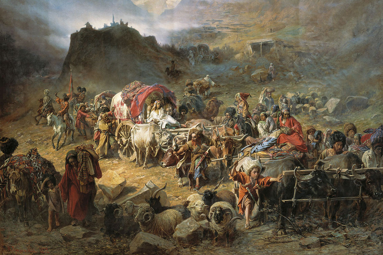 Пётр Грузинский. Оставление горцами аула при&nbsp;приближении русских войск (1872)
