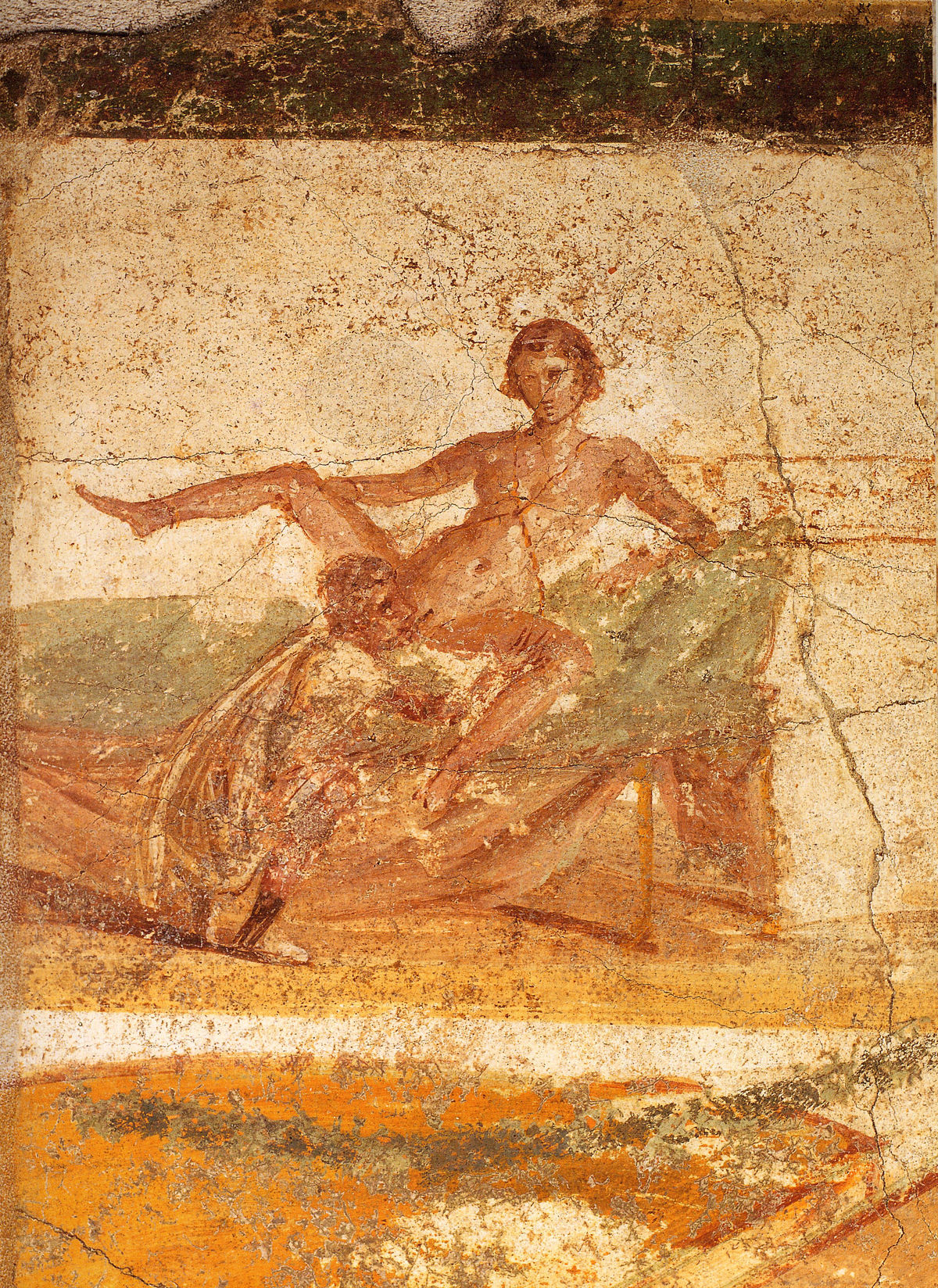 Фреска с&nbsp;изображением сцены кунилингуса. Помпеи, I век н.э.