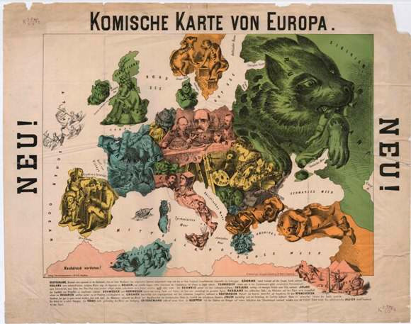 Komische Karte von Europa.&nbsp;— Augsburg: B. Schmid’sche Verlagsbuchhandlung (A. Manz) (Lithogr. Schnellpressendruck&nbsp;v. W. Fiek) : [188…?]