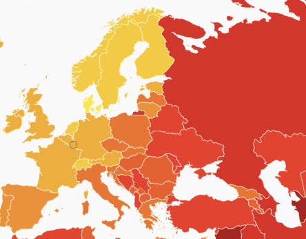 Уровень коррупции по&nbsp;версии Transparency International