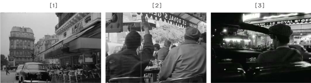 [1] «Париж принадлежит нам», 1958&nbsp;год, реж: Жак Риветт; [2] «Знак льва», 1962&nbsp;год, Эрик Ромер; [3] «На&nbsp;последнем дыхании», 1960&nbsp;год, реж: Жан-Люк Годар
