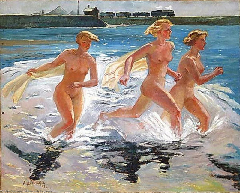 Рисунок 25. Дейнека А. Купальщицы. 1941. [https://arthive.net/res/media/img/ox800/work/93f/481478.jpg]