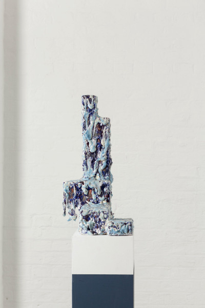 Irina Razumovskaya. Blue ruin (Vosk series). Porcelain, clay, wire, light bulb, 2020