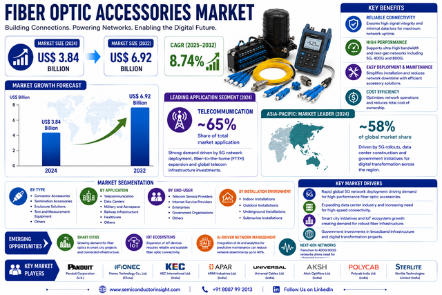 Fiber Optic Accessories Market CAGR 8.7% by 2034