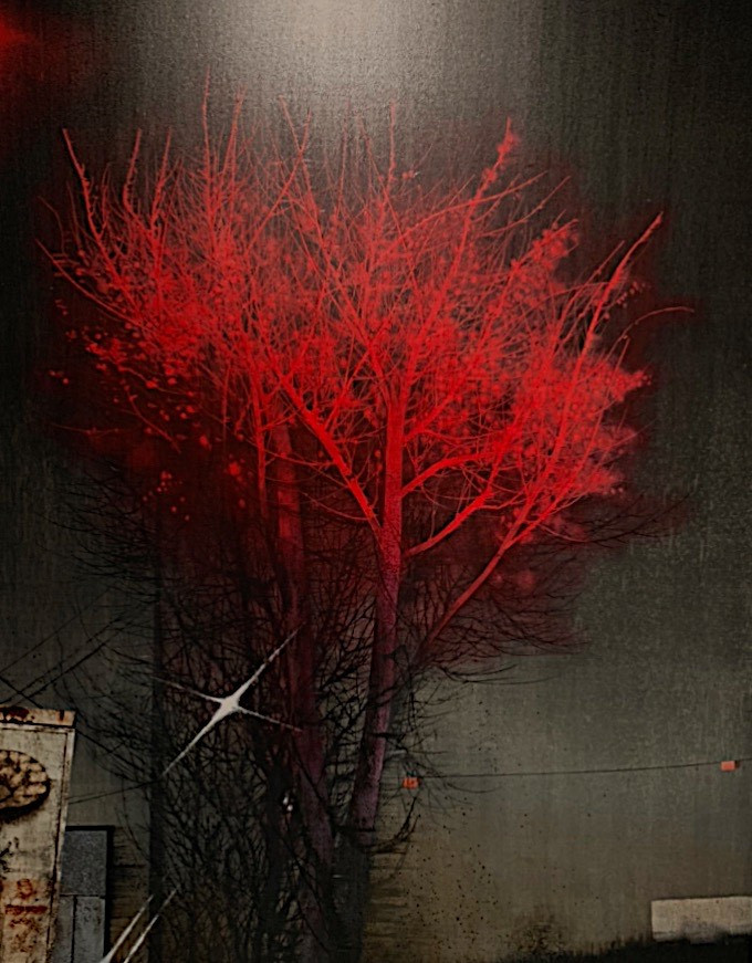 Красное придорожное дерево; 2019; Холст, акрил