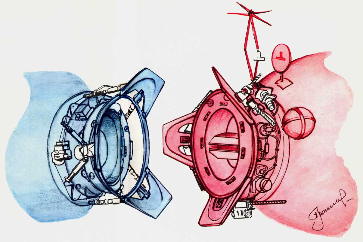 Андрогинно-периферийный агрегат стыковки. Рисунок Алексея Леонова