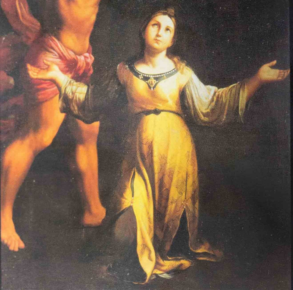 Фрагмент картины Гвидо Рени «Мученичество Цецилии» с&nbsp;изображением святой Базилика Санта-Чечилия-ин-Трастевере, Рим