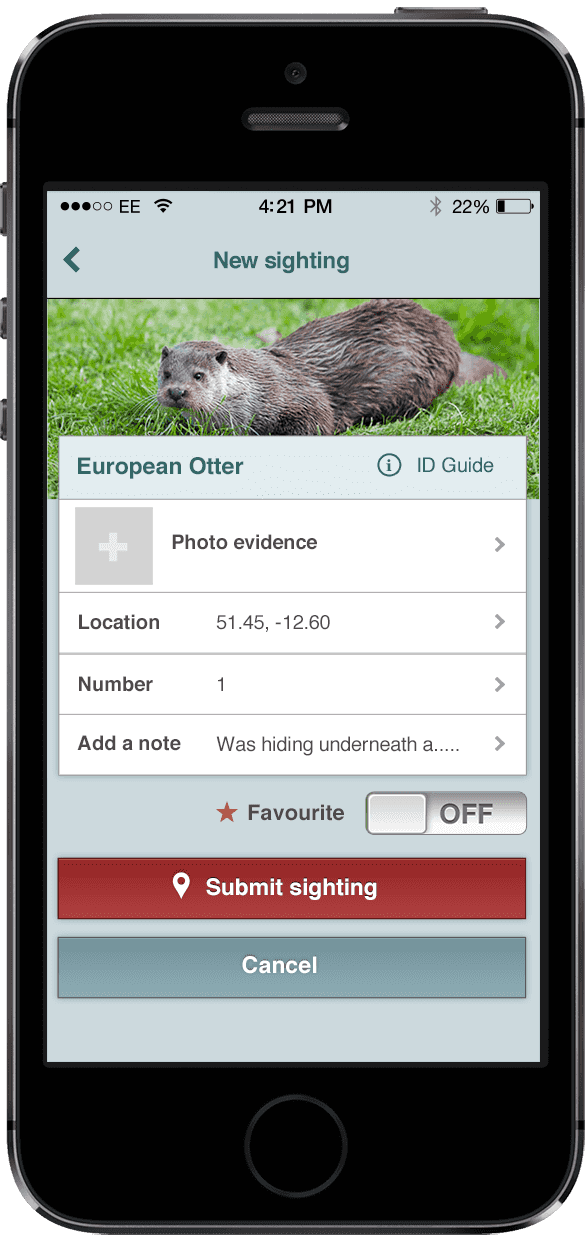 Mammal Tracker app