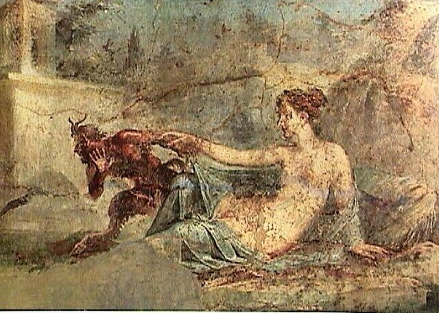 Пан и&nbsp;Гермафродит, фреска из&nbsp;Помпеq, Национальный археологический музей Неаполя/