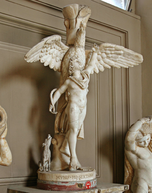 Ganymede carried off by the eagle. Marble, Roman copy after a bronze original from ca. 325 BC.