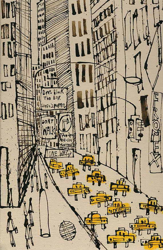 New York City Taxi Drawing Signed Art Print New York&nbsp;— Etsy UK