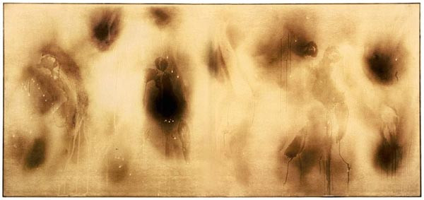 Ив Кляйн, Огонь 88, 1961, следы огня, тела и&nbsp;воды, бумага на&nbsp;дереве