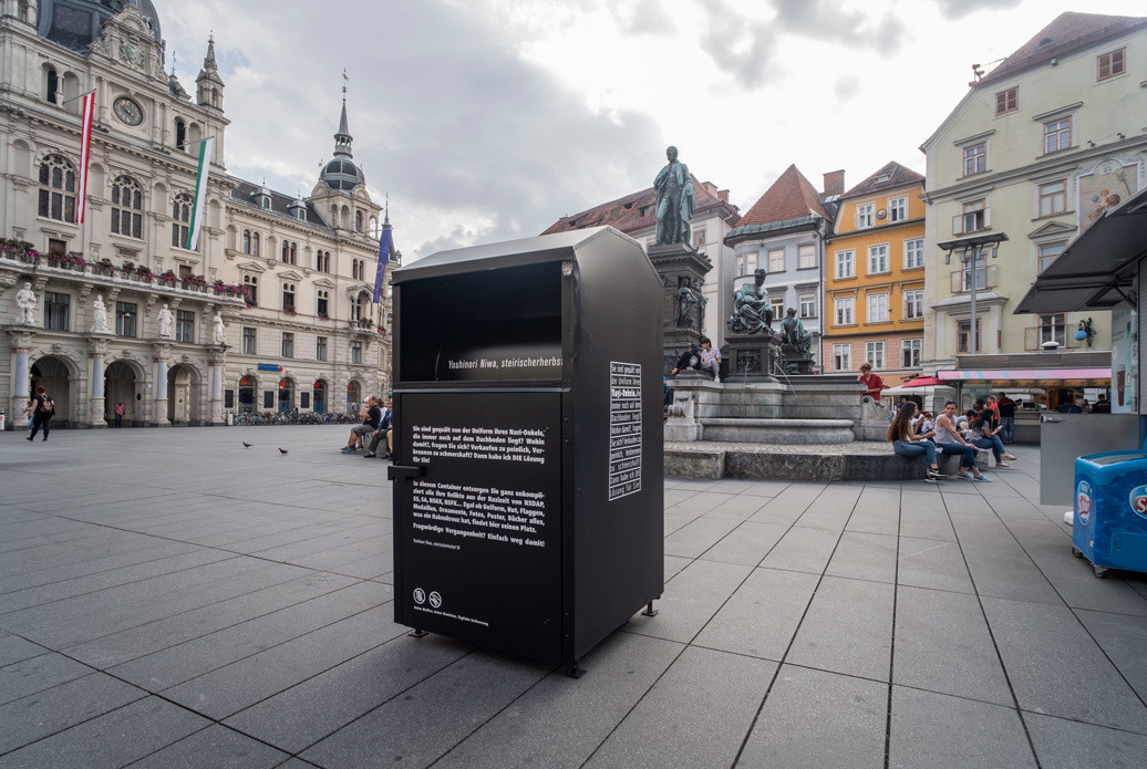 Installation view “steirischerherbst&#39;18” at Hauptplatz, Graz, Austria, 2018. Photo: Mathias Völzkecourtesy of steirischer herbst