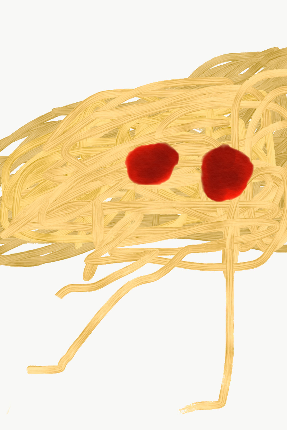 “Spaghetti with ketchup” from “Funny pictures” series, digital painting, 2020