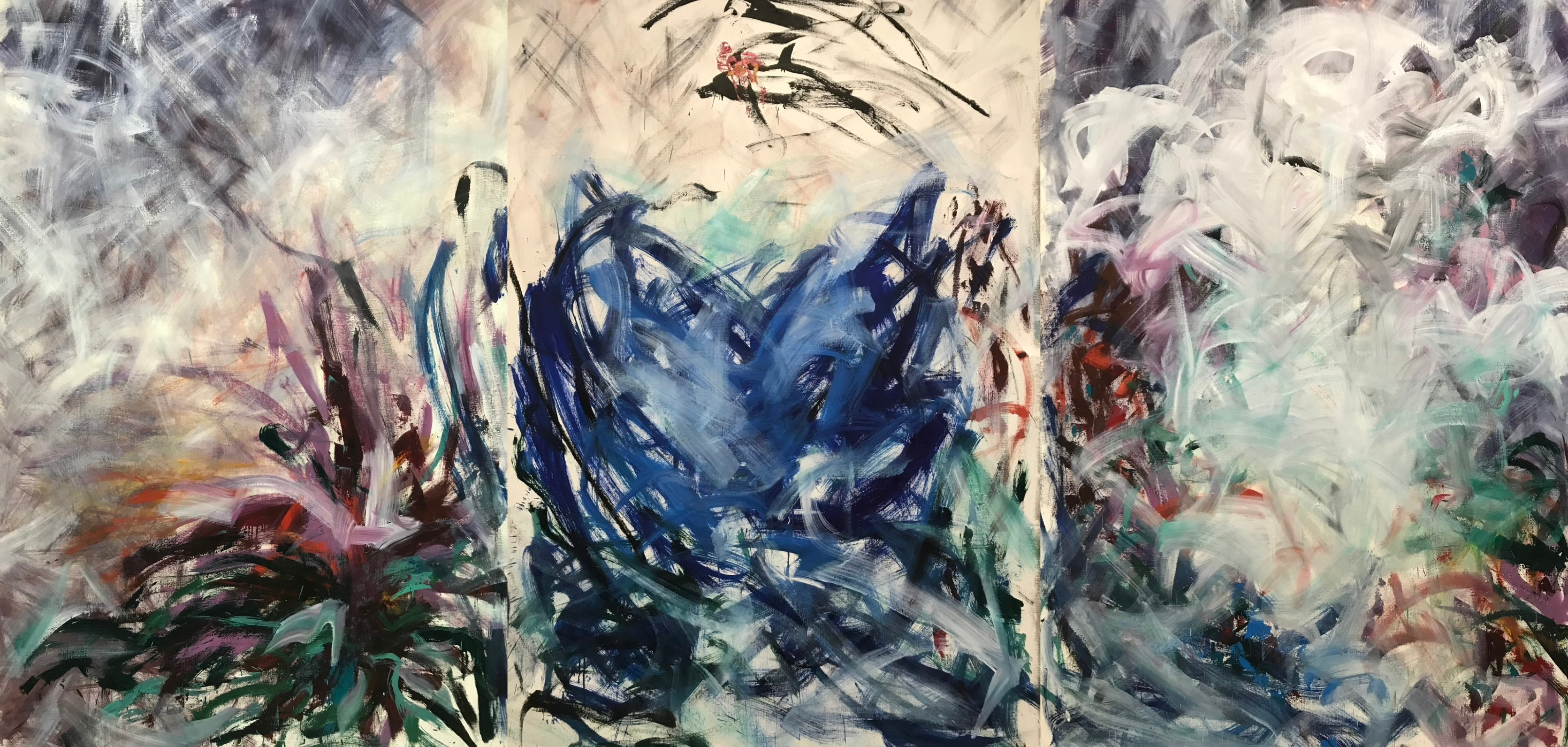 The Demon seated, oil painting, 235×465 cm, 2021