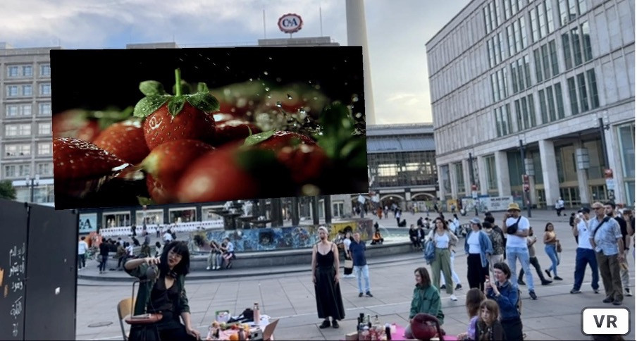 Dr. Chang Gao, Sound performance with Augmented Reality Interface Desire, AI and Public Intimacy, Open Air Museum of Decoloniality (Alexanderplatz), 2024