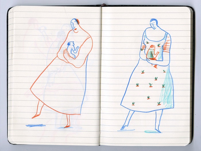 Sketches by Albertina Zullo for the book “My Baby”