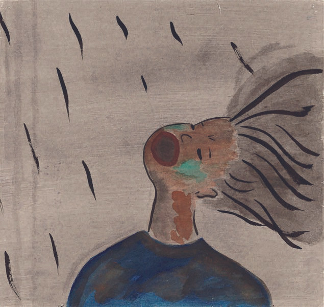 «Thirsty woman catching black rain in her mouth» de Akiko Takakura