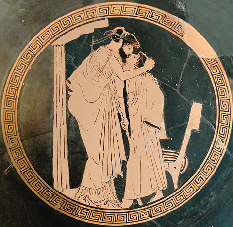 Erastes and Eromenos Kissing, ca. 480 BCE