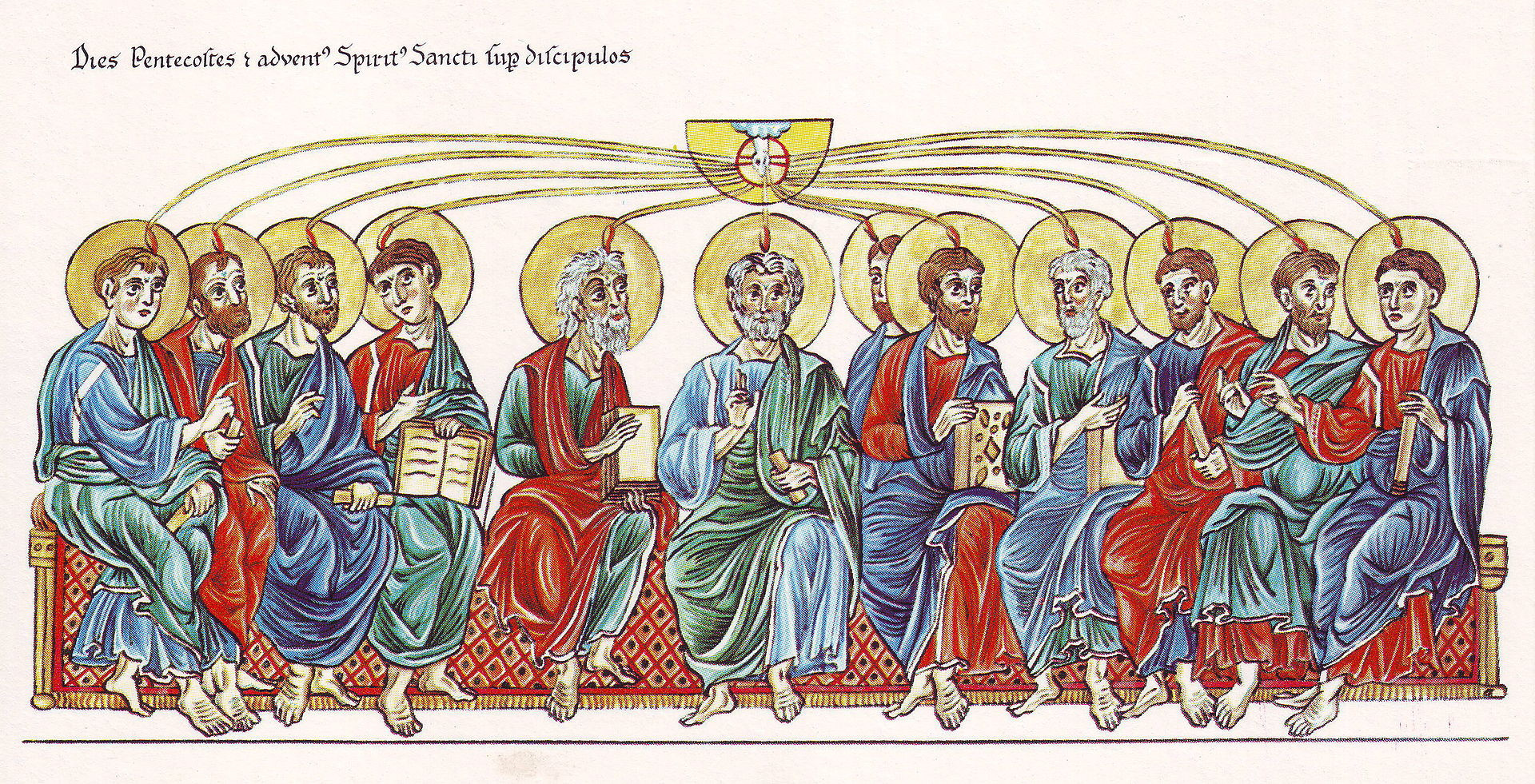 Изображение Пятидесятницы из&nbsp;Hortus deliciarum, XII век.