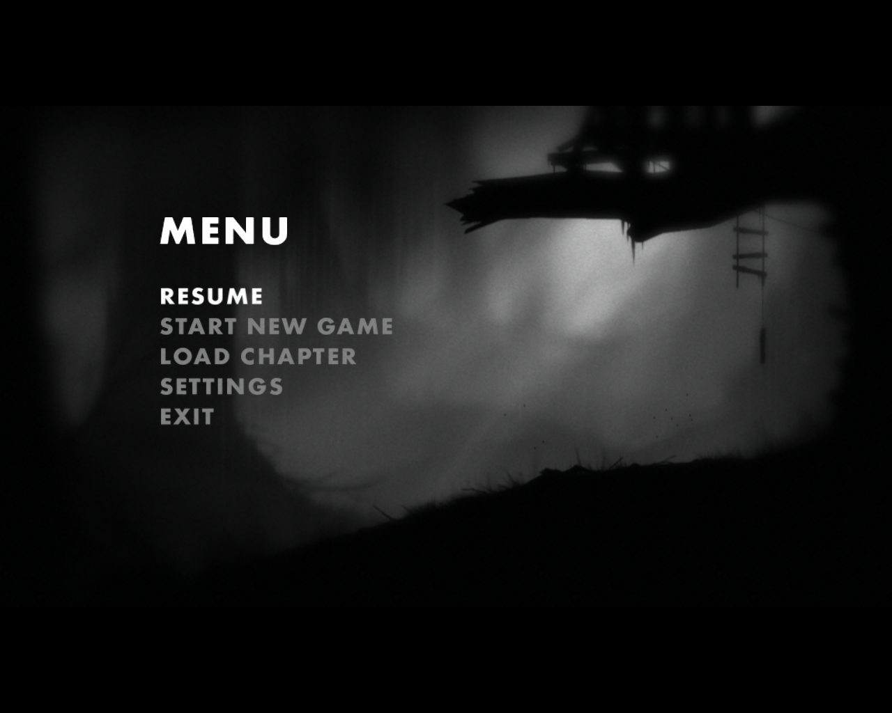 Экран меню «сюжетного» платформера Limbo