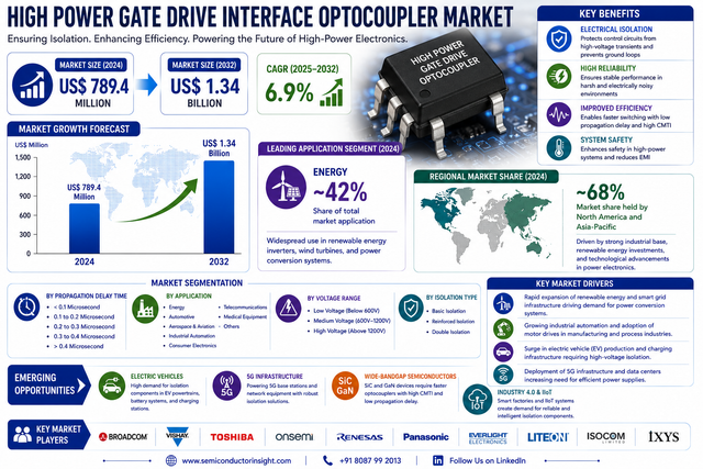 Power Gate Optocoupler Market CAGR 6.9% by 2034