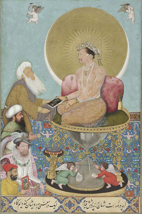 Джахангир предпочитает суфийского шейха королю: человек в&nbsp;европейской одежде&nbsp;— монарх Англии Яков I