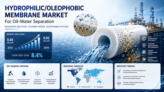 Hydrophilic/Oleophobic Membrane Market Eyes $0.92B by 2034 Amid Clean Water Urgency