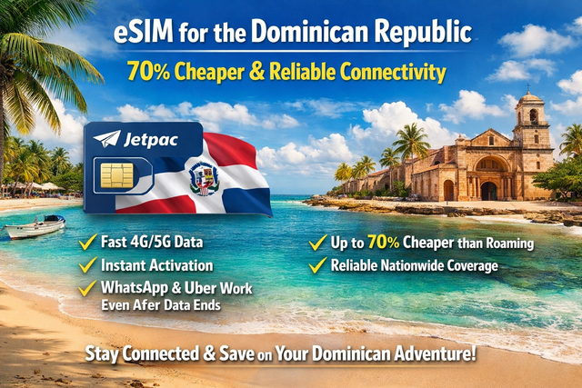 Jetpac eSIM Dominican Republic 70 % cheaper and reliable