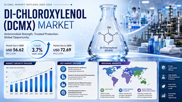 Global Di-Chloroxylenol (DCMX) Market Size to Reach USD 72.69 Million by 2034 at 3.7% CAGR