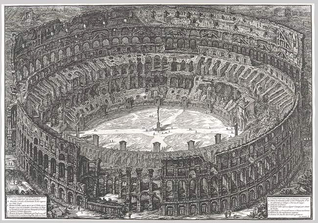 Giovanni Piranesi «Views of Rome: View of the Flavian Amphiteatre known as the Colosseum, 1760--78