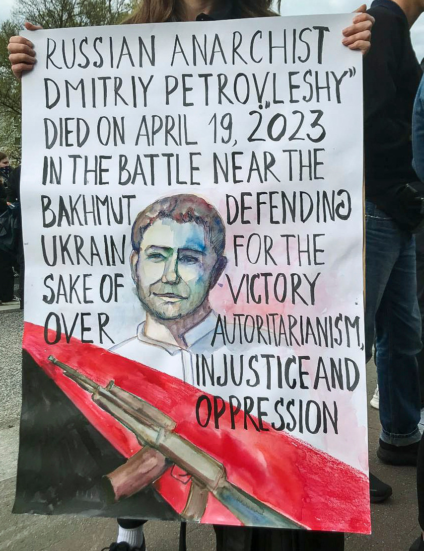 Poster at International Workers&#39; Day demo in Hamburg, 2023