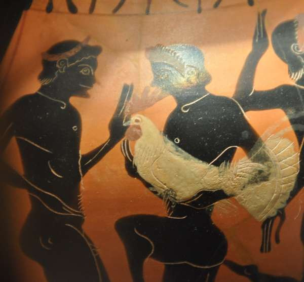 Erotic scene with a rooster. Rijksmeseum voor Oudheden