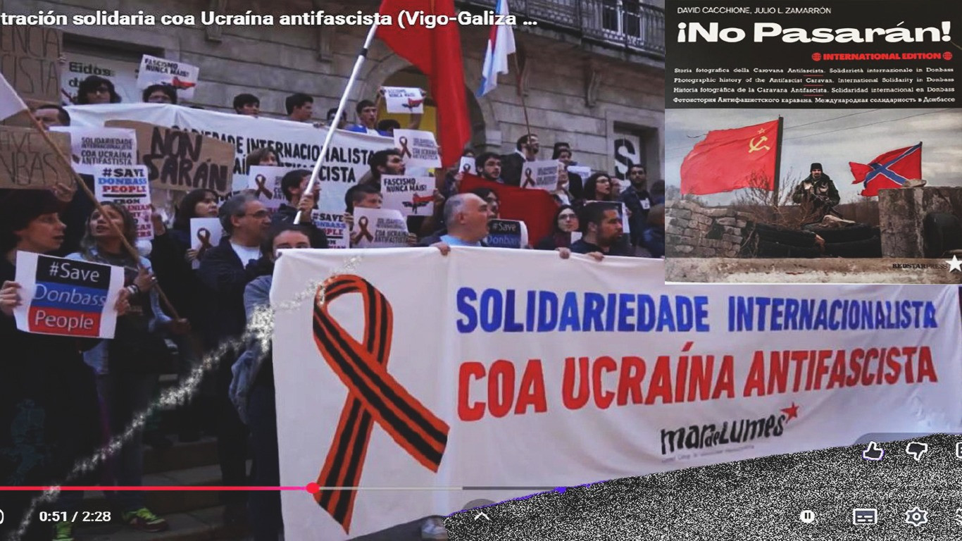 1 кампания “Solidarity with the Antifascist Resistance in Ukraine” — “Save Donbass”. 2 Пропагандистская книга Давида Каккионе, “Banda Bassotti”: “Солидарность — наше оружие против фашизма”.