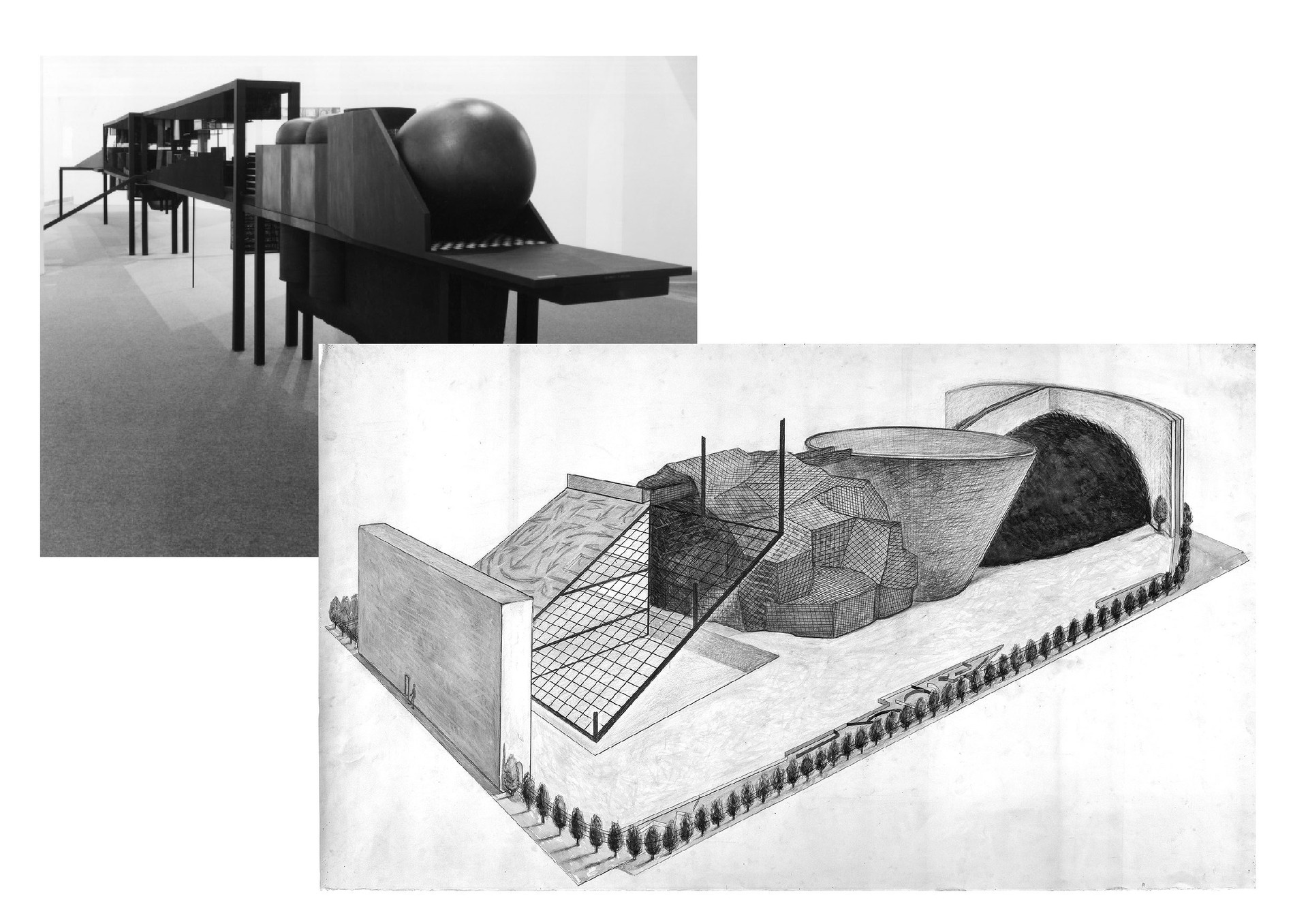 «The Process in Question/Bridge of Reversible Destiny» (1973-89) + «Container for Mind-Blank-Body» (1984). Courtesy: https://tinyurl.com/239b92b3