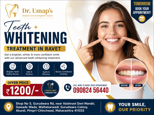 Teeth Whitening Treatment in Ravet Cost Rs 1200/-