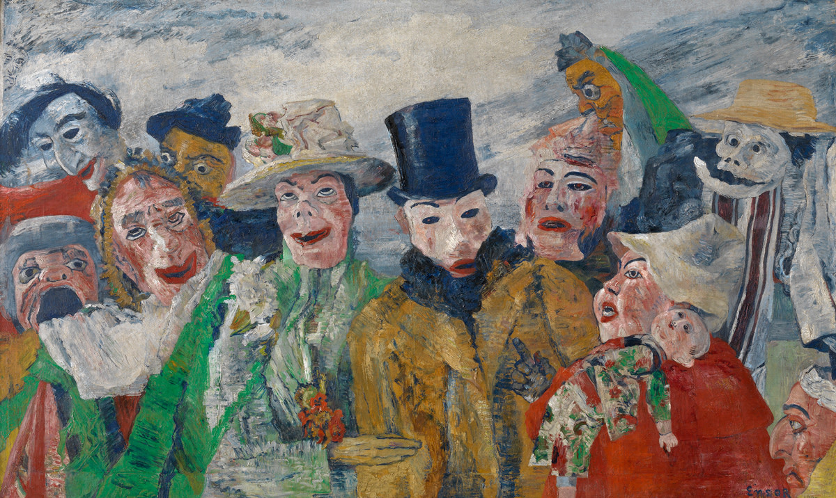 James Ensor, The Intrigue (detail), 1890. Koninklijk Museum voor Schone Kunsten, Antwerp, inv.&nbsp;1856 Photo KMSKA © www.lukasweb.be&nbsp;— Art in Flanders vzw. Photography: Hugo Maertens / © DACS 2016.