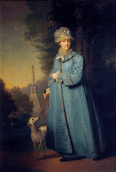 Екатерина II с&nbsp;собакой, картина работы Владимира Боровиковского, 1794&nbsp;г.