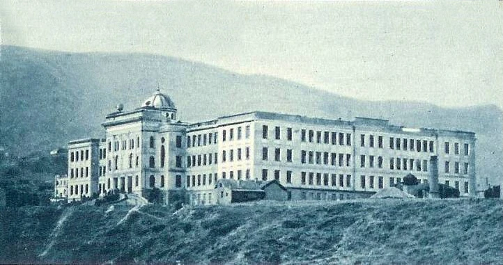 Вид на&nbsp;корпус Университета от&nbsp;спуска, начало XX века. Фото: pastvu.com