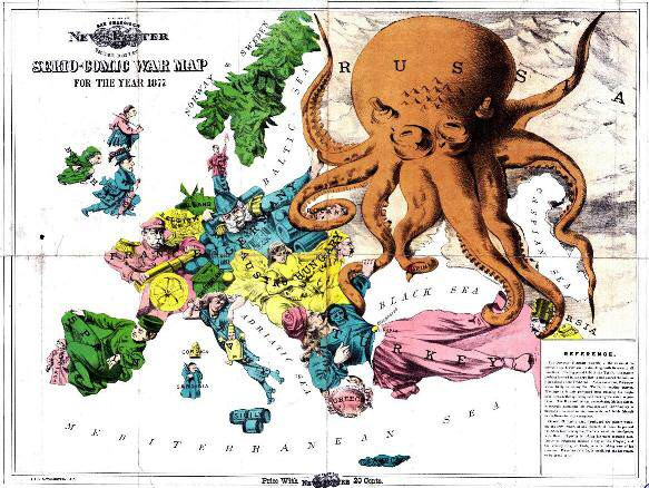 Satirical map of Europe, 1877